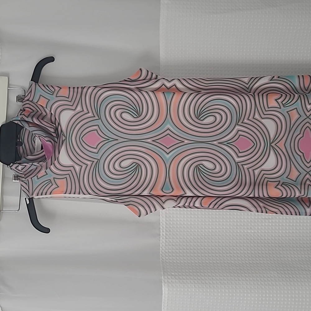 AFRM Pink and Gray Sleeveless Mock Neck Sheath Maxi Dress - Picture 2 of 5